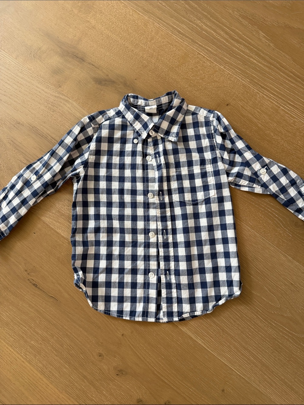 GAP Blue and White Gingham Button-Down Shirt